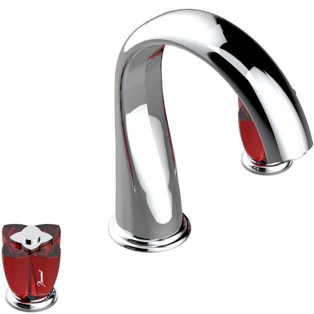 Смеситель на борт ванны THG Petale de Cristal rouge U6C-A02-25SG (хром, красный хрусталь), с изливом