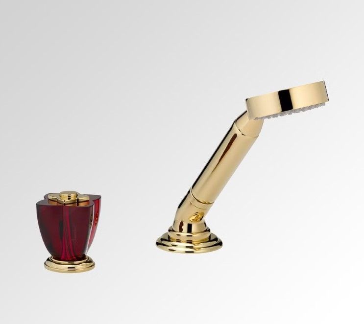Смеситель на борт ванны THG Petale de Cristal rouge U6C-F01-6532/60A (золотой, красный хрусталь), без излива