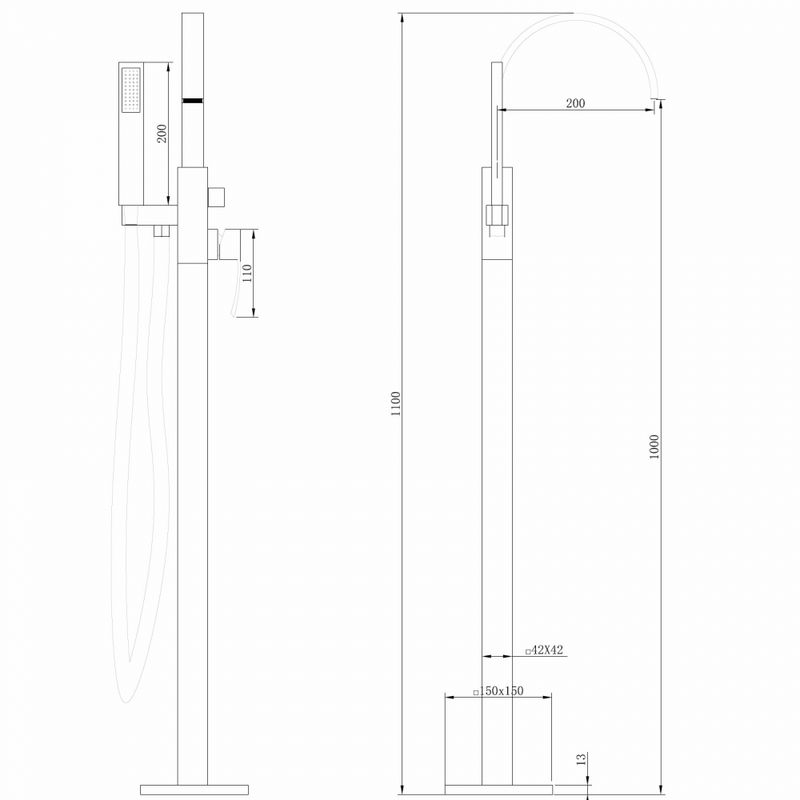 Смеситель для ванны напольный Abber Wasserfall AF8615G (золотой матовый)