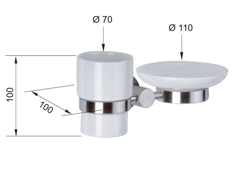 Стакан + мыльница Remer Minimal Inox Mi17INOXCR (хром, белый), настенные