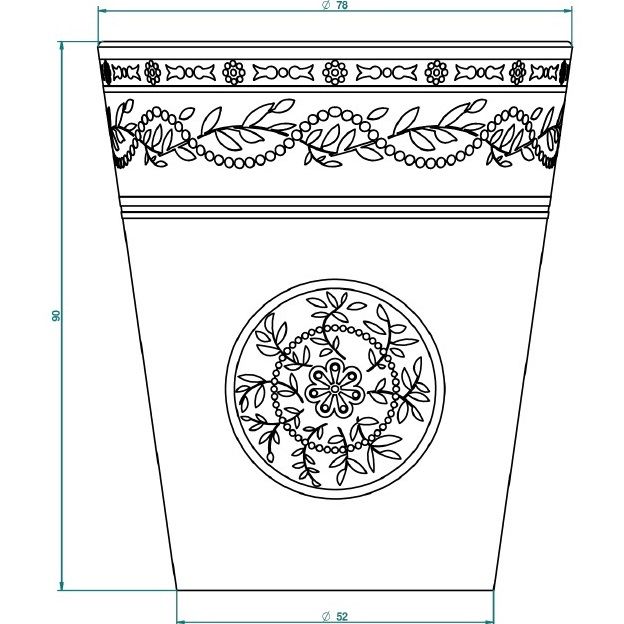 Стакан фарфоровый настольный THG Marquise noir decor Or A7F-A02-4608 (золотой, черный, белый)