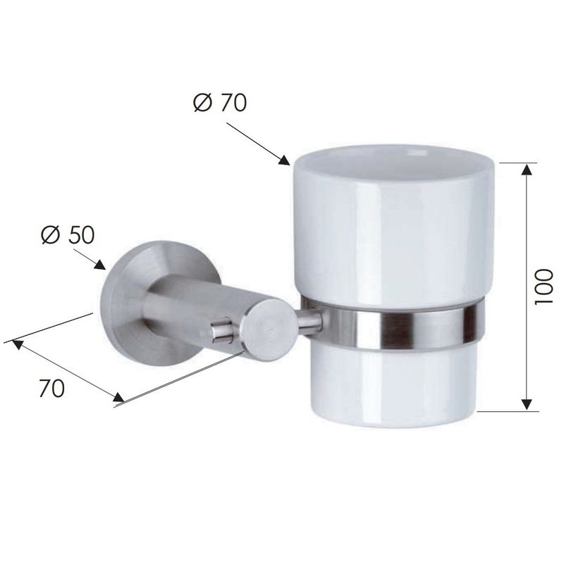 Стакан Remer Minimal Inox Mi15INOXCR (хром, белый), настенный
