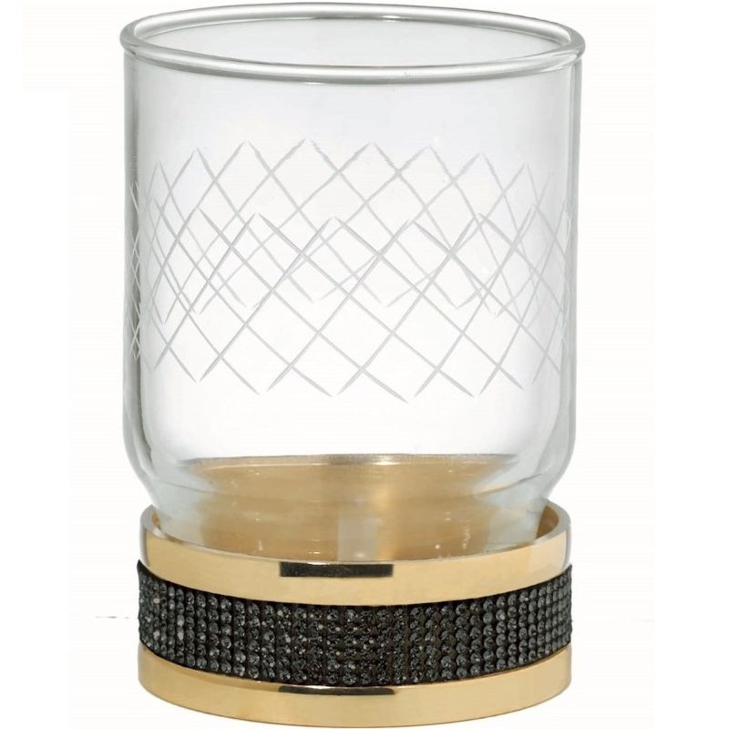 Стакан настольный Boheme Royal Cristal 10931-G-B (золотой, черный)