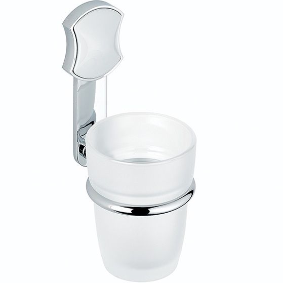 Стакан стеклянный подвесной THG Infini white porcelain U2D-A02-536 (хром, белый)