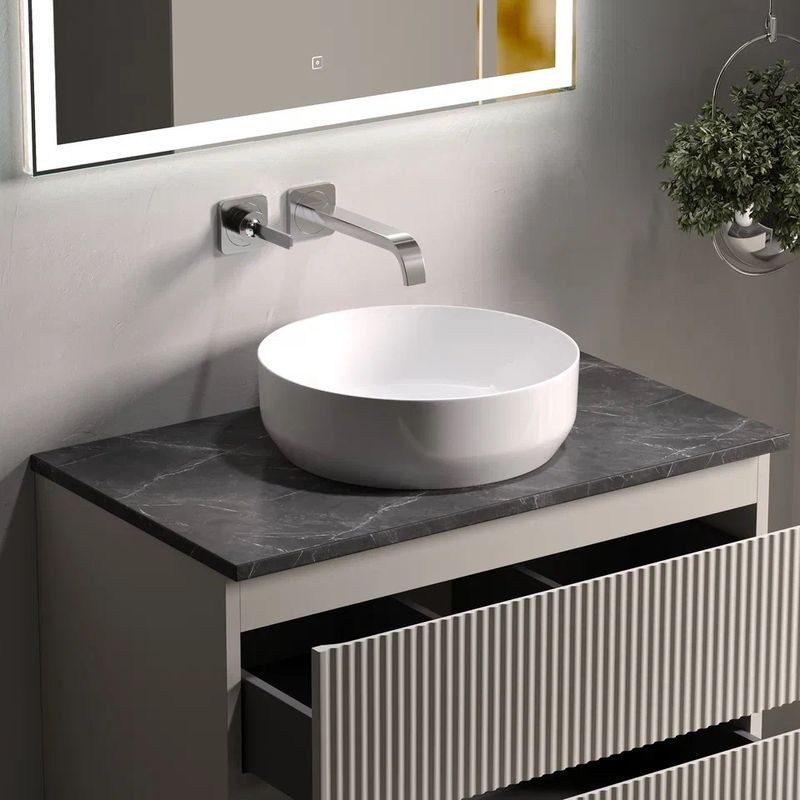 Столешница Sancos TT80A1 Black sky 80х46х2.1 (черный), без отверстия под смеситель