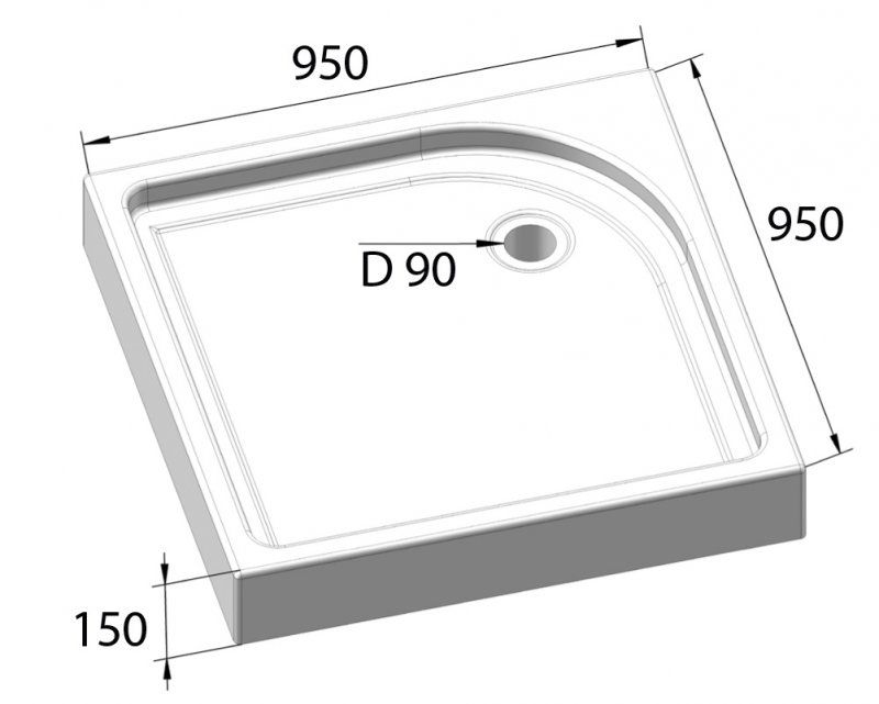 Душевой поддон BelBagno Tray TRAY-BB-A-95-15-W 95x95