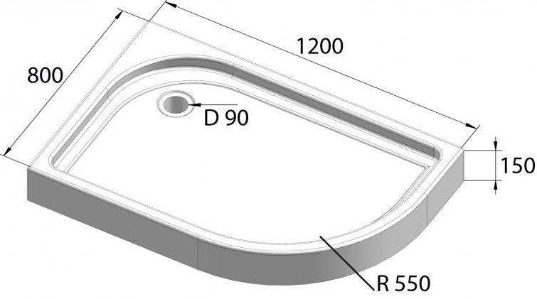 Душевой поддон BelBagno Tray TRAY-BB-RH-120/80-550-15-W-L 120x80