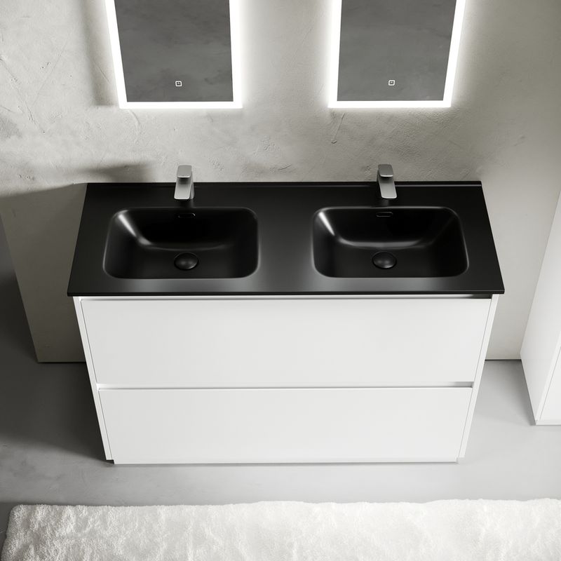 Тумба напольная Sancos Либра напольная (Libra Floor) LB120F-2W 119х45х84 (белый глянцевый), для двойной раковины