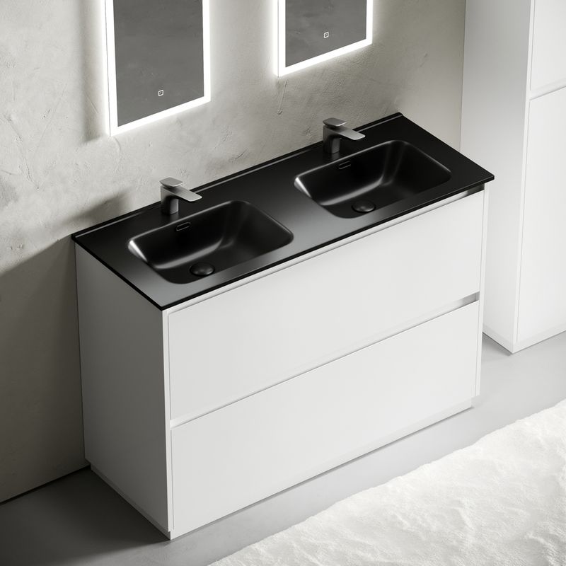 Тумба напольная Sancos Либра напольная (Libra Floor) LB120F-2W 119х45х84 (белый глянцевый), для двойной раковины
