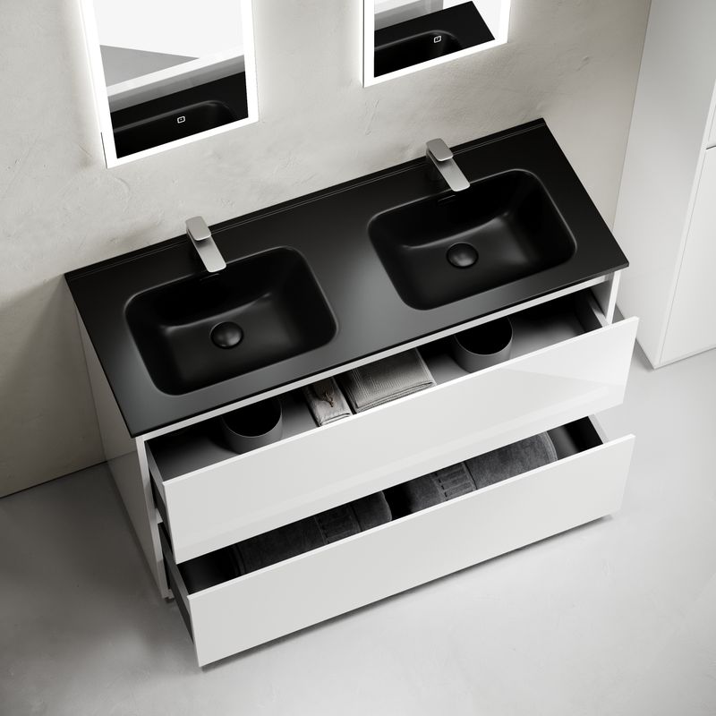 Тумба напольная Sancos Либра напольная (Libra Floor) LB120F-2W 119х45х84 (белый глянцевый), для двойной раковины