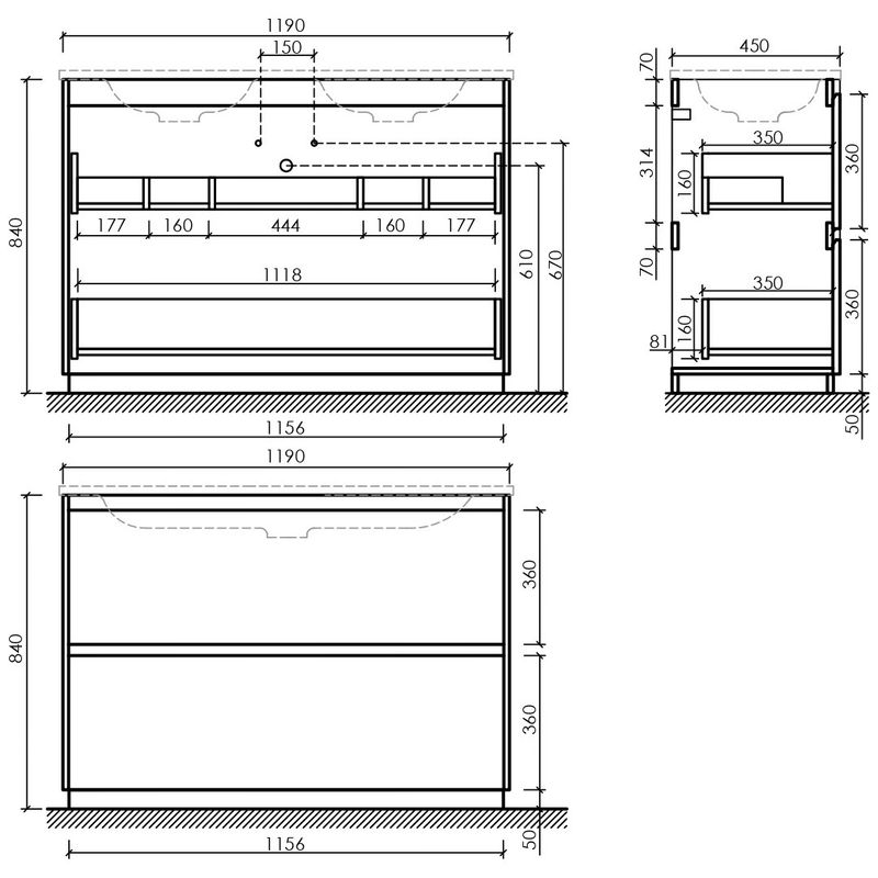 Тумба напольная Sancos Либра напольная (Libra Floor) LB120F-2W 119х45х84 (белый глянцевый), для двойной раковины