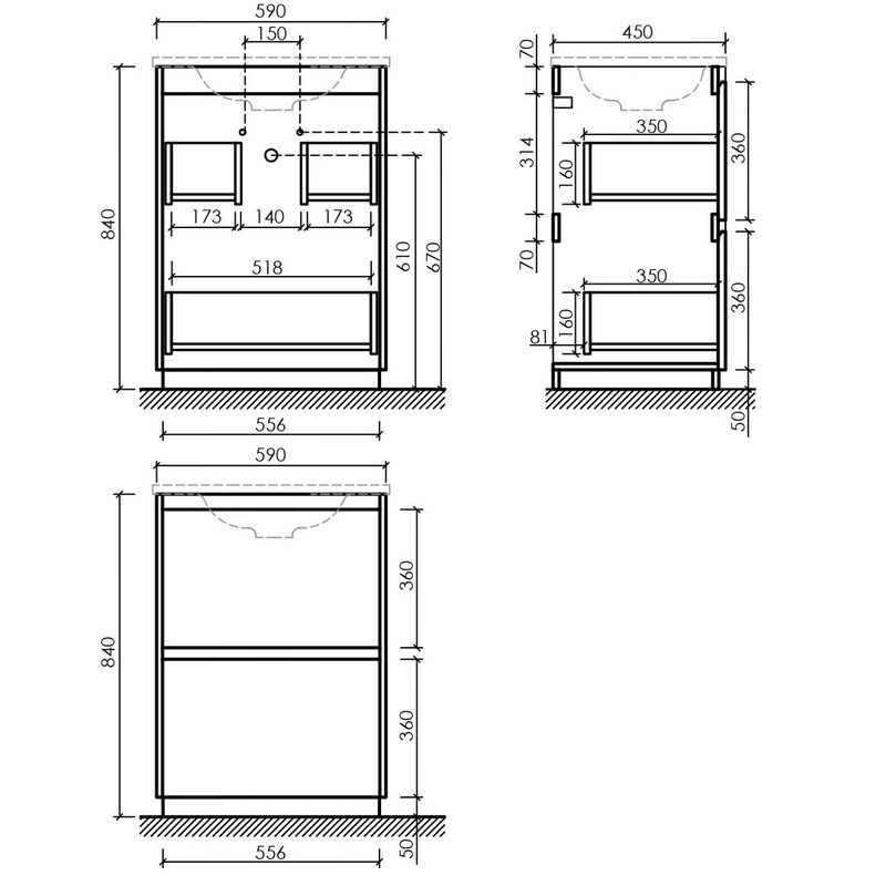 Тумба напольная Sancos Либра напольная (Libra Floor) LB60FW 59х45х84 (белый глянцевый)