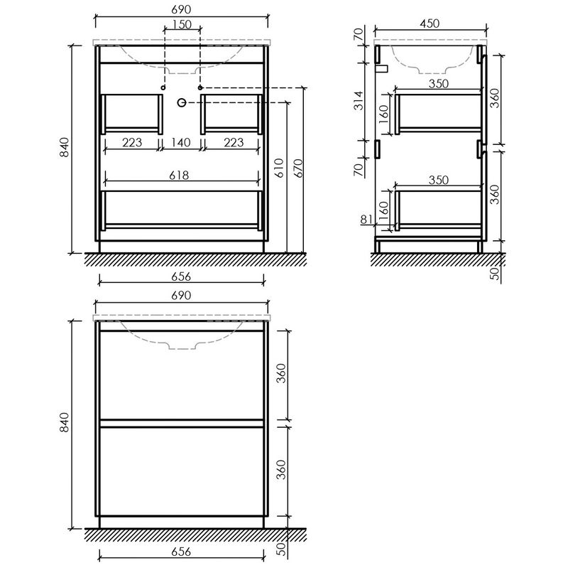 Тумба напольная Sancos Либра напольная (Libra Floor) LB70FECH 69х45х84 (дуб чарльстон)