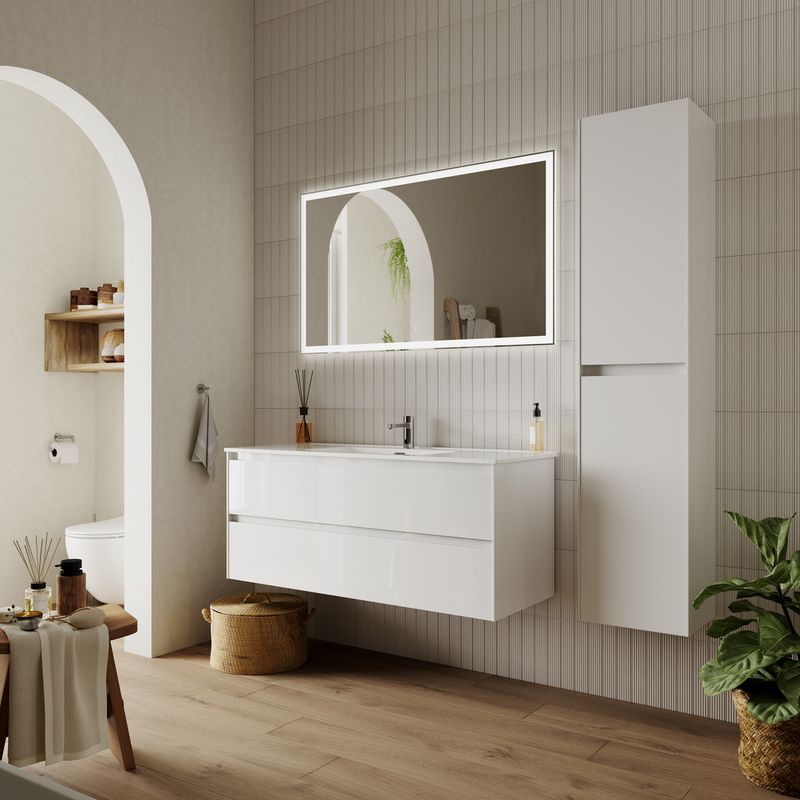 Тумба подвесная Sancos Cento / Сто CN120-1W 119х45х50 (белый), глянец