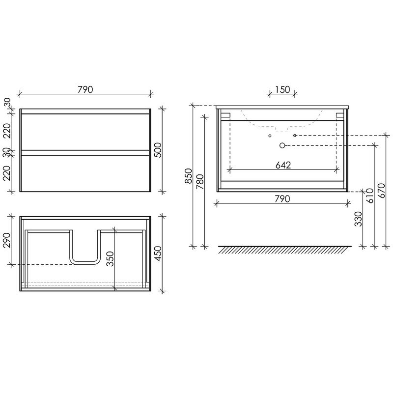 Тумба подвесная Sancos Cento / Сто CN80W 79х45х50 (белый), глянец