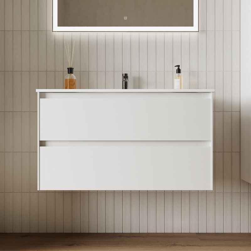 Тумба подвесная Sancos Cento / Сто CN90W 89х45х50 (белый), глянец