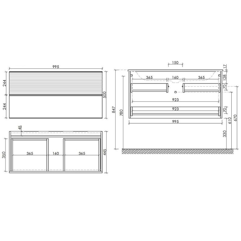 Тумба подвесная Sancos Delta DL100W 99.5х44.5х50 (Дуб светлый/белый)