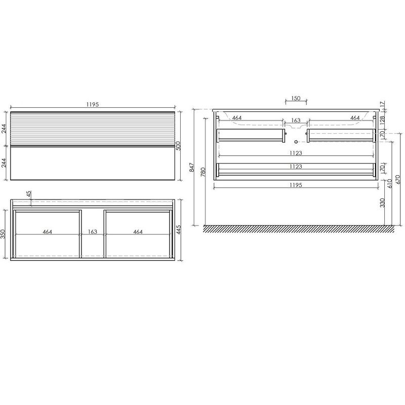 Тумба подвесная Sancos Delta DL120W 119.5х44.5х50 (Дуб светлый/белый)