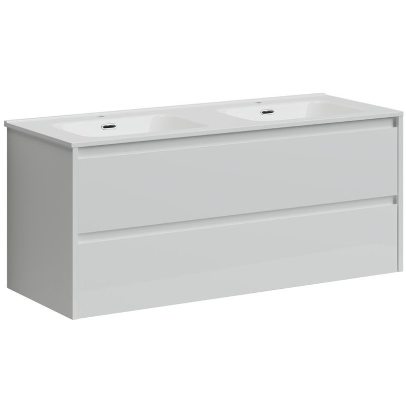 Тумба подвесная Sancos Либра (Libra) LB120-2W 119х45х50 (белый глянцевый), для двойной раковины