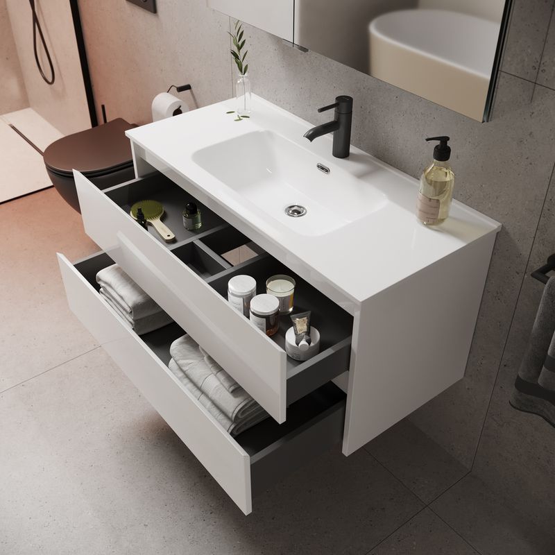 Тумба подвесная Sancos Либра (Libra) LB80W 79х45х50  (белый глянцевый)