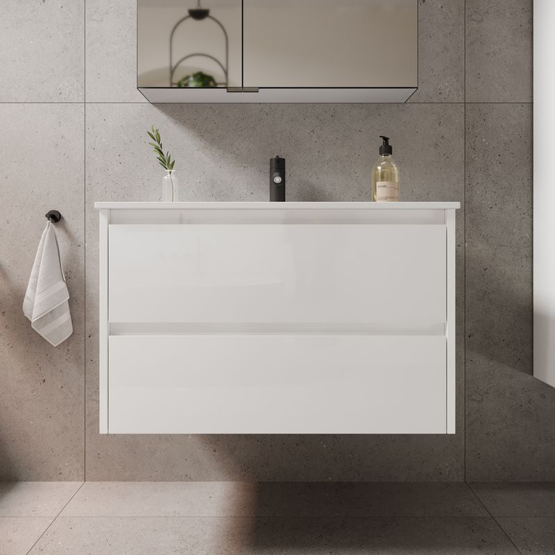Тумба подвесная Sancos Либра (Libra) LB80W 79х45х50  (белый глянцевый)