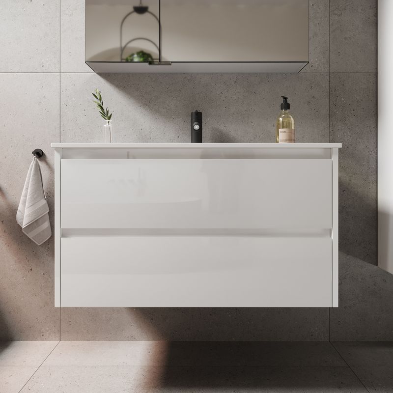Тумба подвесная Sancos Либра (Libra) LB90W 89х45х50 (белый глянцевый)