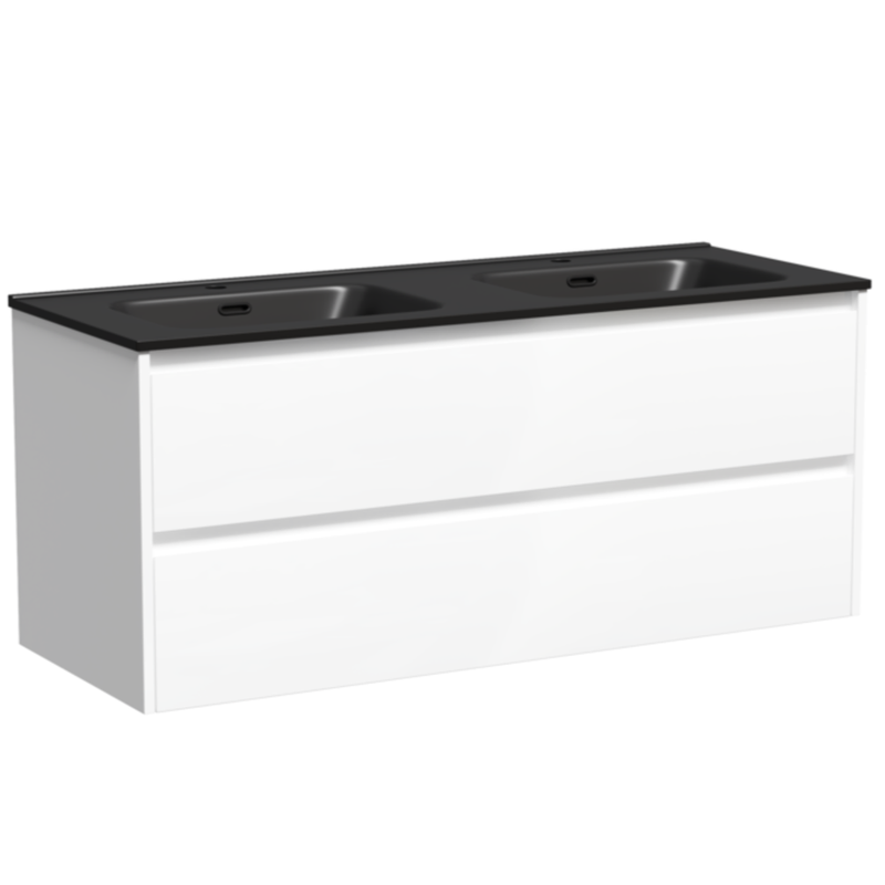 Тумба подвесная Sancos Либра (Libra) LB120-2W 119х45х50 (белый глянцевый), для двойной раковины