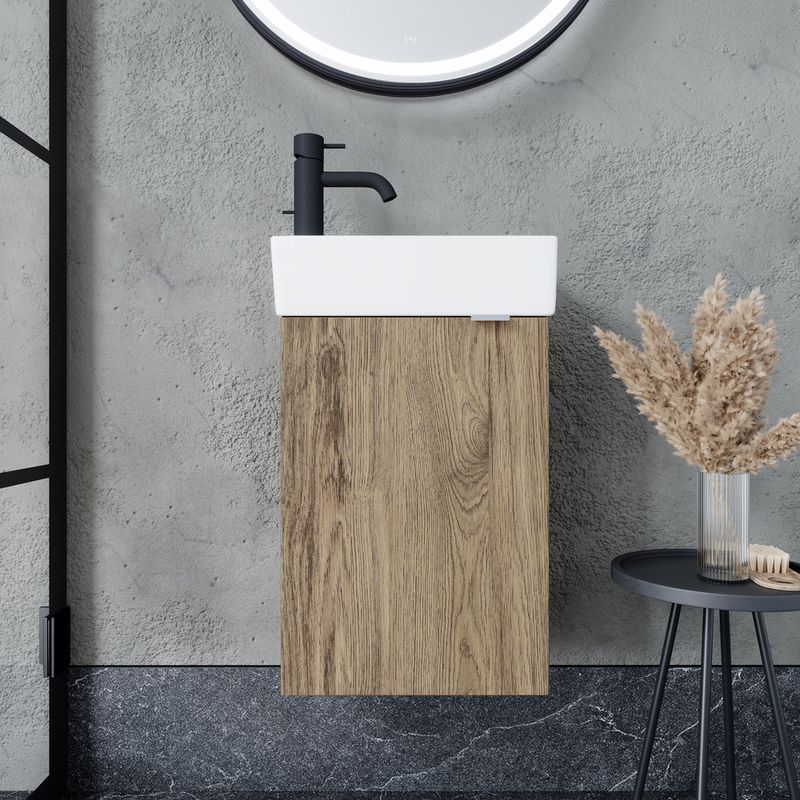 Тумба подвесная Sancos Mini MN35ECHL 35.5х20.5х50 (дуб чарльстон), натуральный, левая