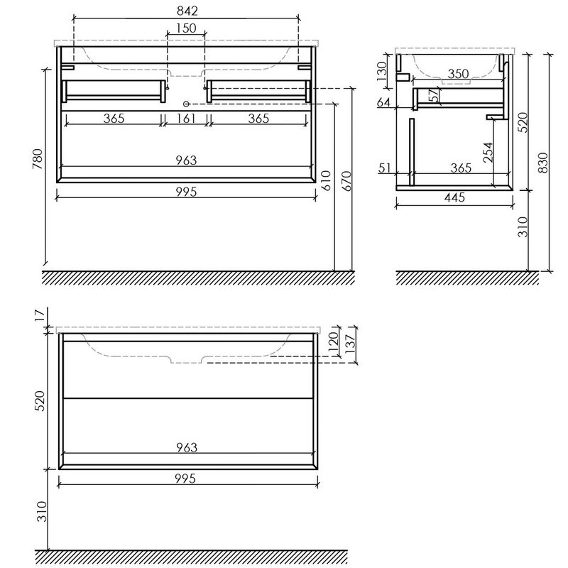 Тумба подвесная Sancos Натура 1.0 (Nature 1.0) MR1.0100ECH  99.5x44.5x52 (дуб чарльстон)