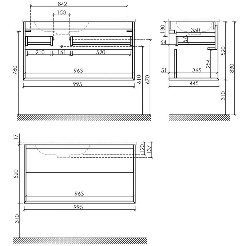 Тумба подвесная Sancos Натура 1.0 (Nature 1.0) MR1.0100LEG 99.5x44.5x52 (дуб галифакс), левая
