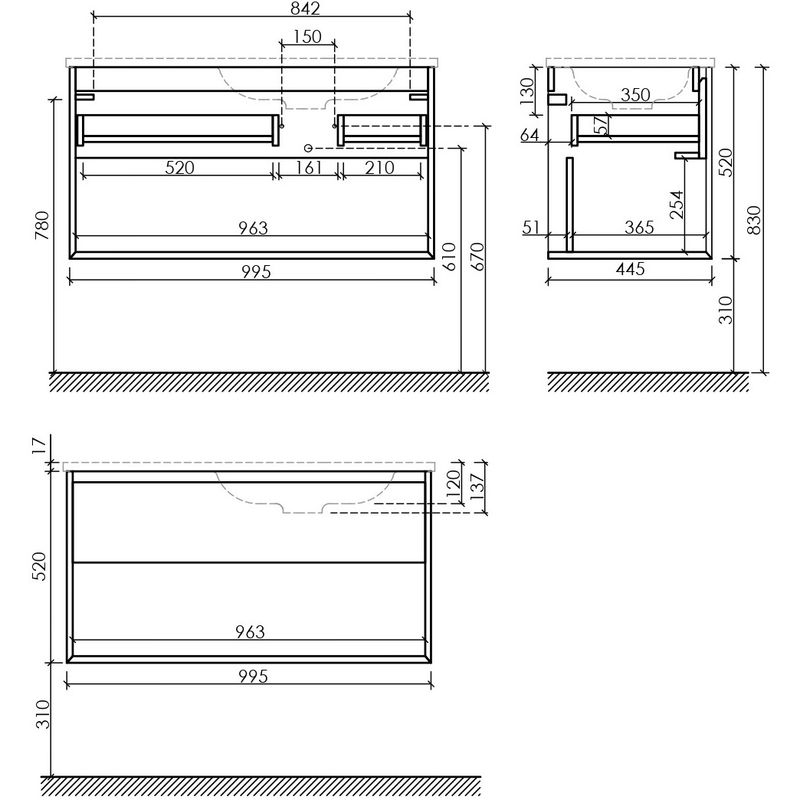 Тумба подвесная Sancos Натура 1.0 (Nature 1.0) MR1.0100RECH 99.5x44.5x52 (дуб чарльстон), правая