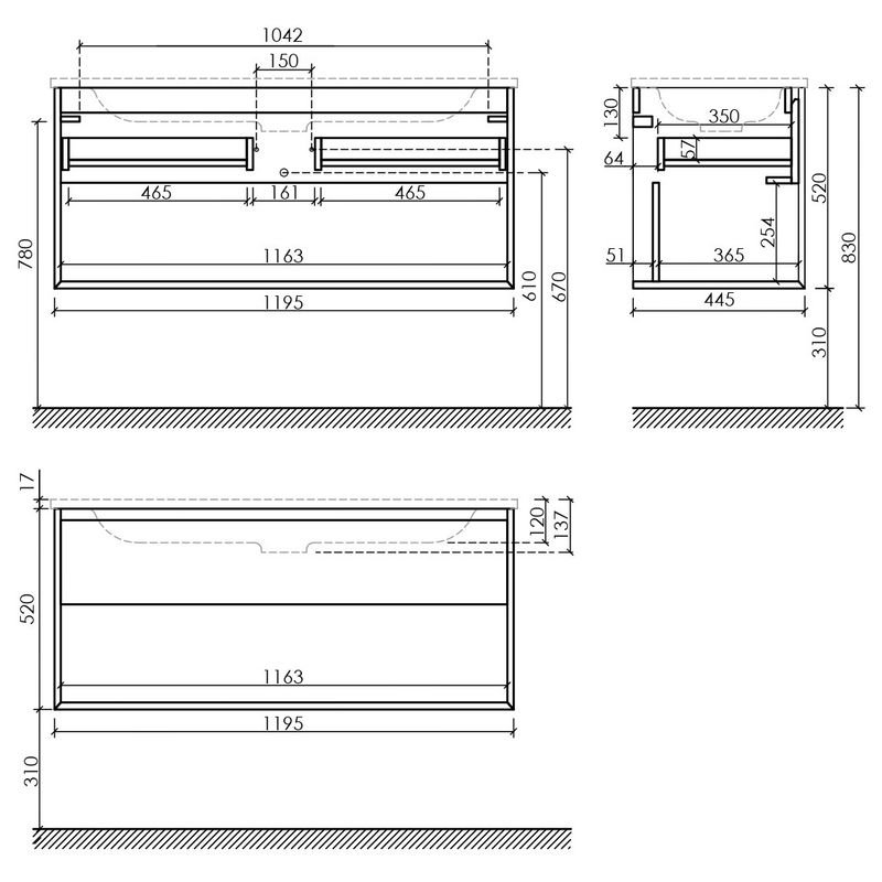 Тумба подвесная Sancos Натура 1.0 (Nature 1.0) MR1.0120EG 119.5x44.5x52 (дуб галифакс)