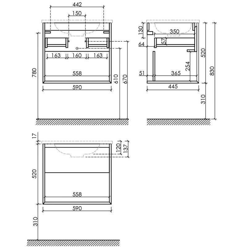 Тумба подвесная Sancos Натура 1.0 (Nature 1.0) MR1.060ECH 59x44.5x52 (дуб чарльстон) 