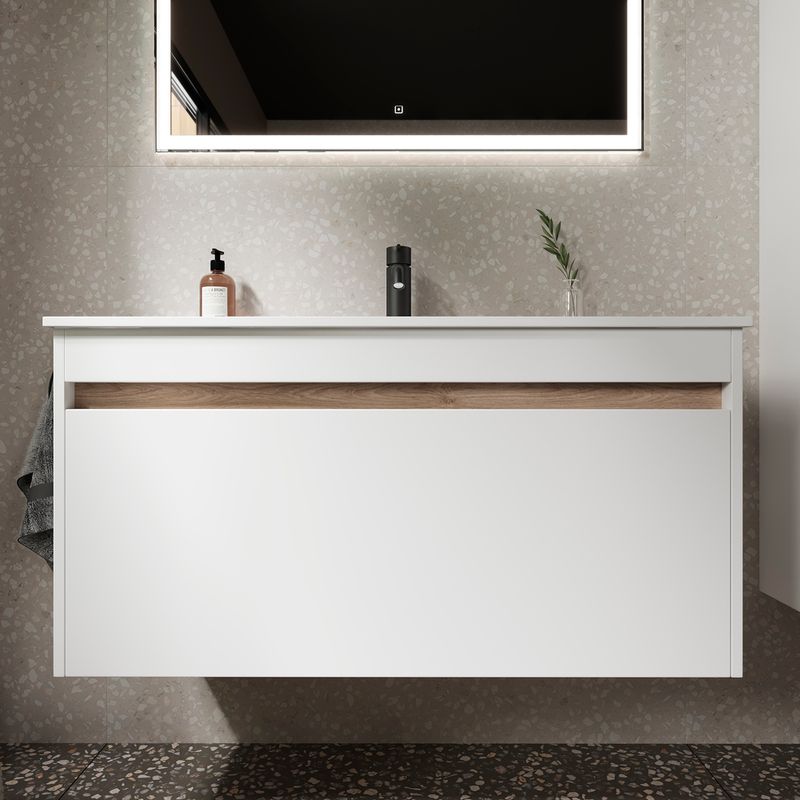 Тумба подвесная Sancos Smart SM100W 99х45х50 (белый), глянец