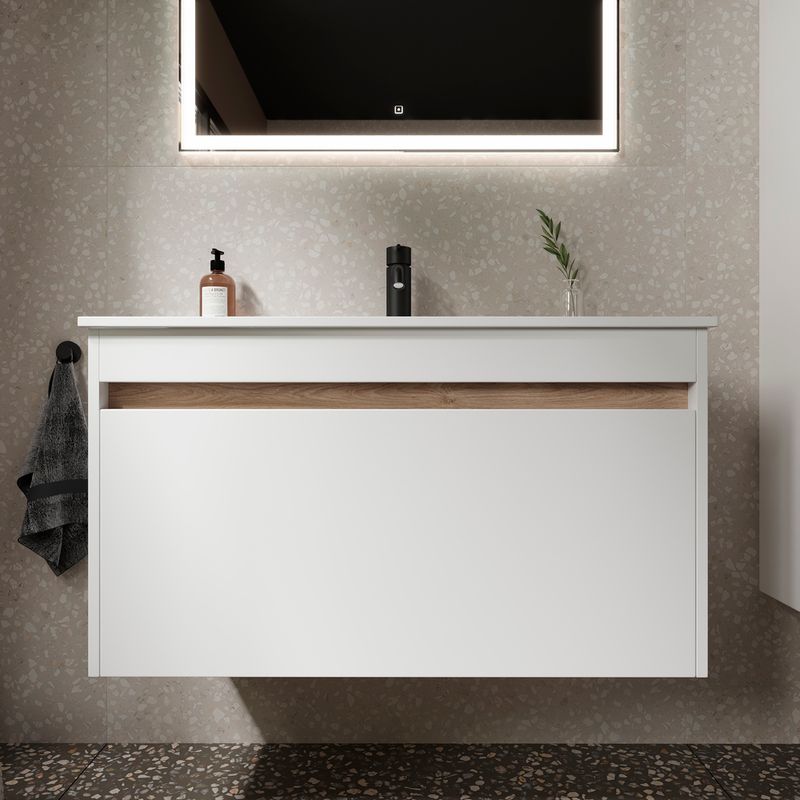Тумба подвесная Sancos Smart SM90W 89х45х50 (белый), глянец