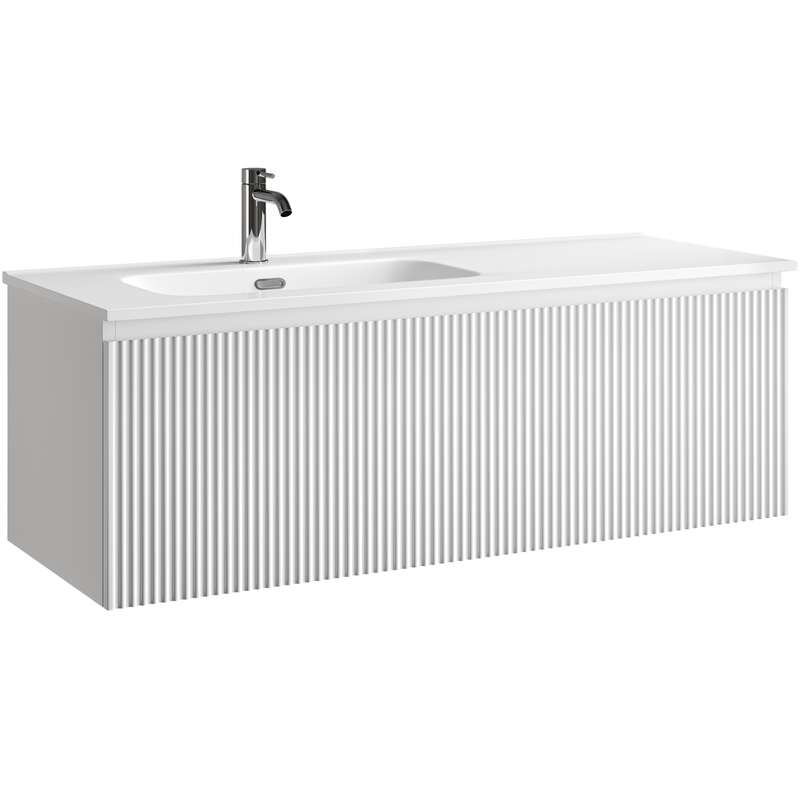 Тумба подвесная Sancos Сноб Р 1.0 (Snob R 1.0) SNR1.0120LW 119.5х44.5х40.6 (белый матовый), левая