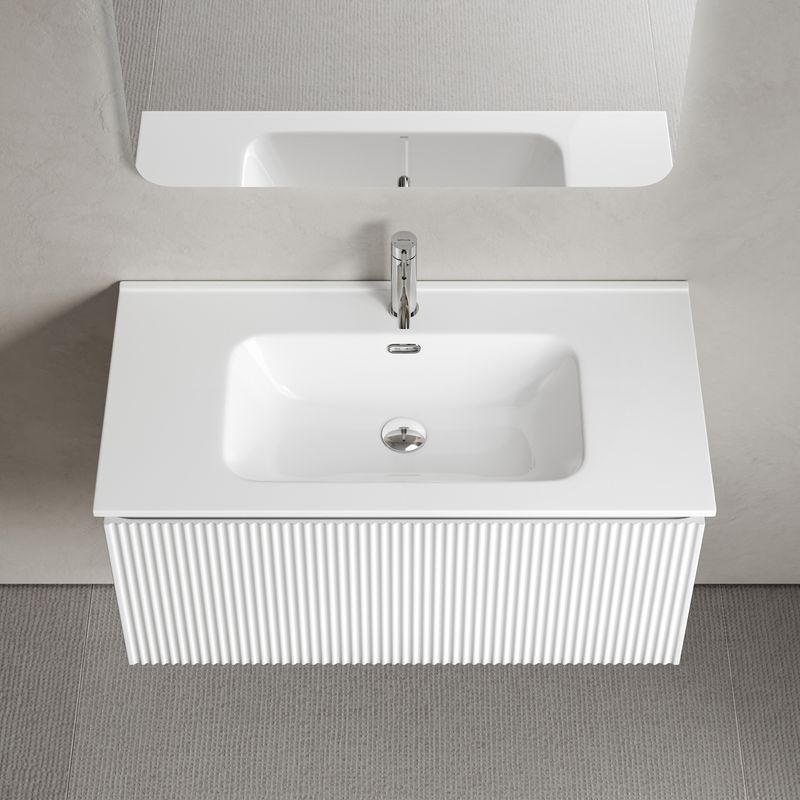 Тумба подвесная Sancos Сноб Р 1.0 (Snob R 1.0) SNR1.090W 89х44.5х40.6 (белый матовый)