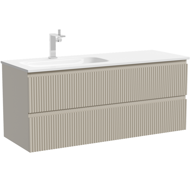 Тумба подвесная Sancos Сноб Р (Snob R) SNR120LCE 119.5х44.5х50 (белый матовый), левая
