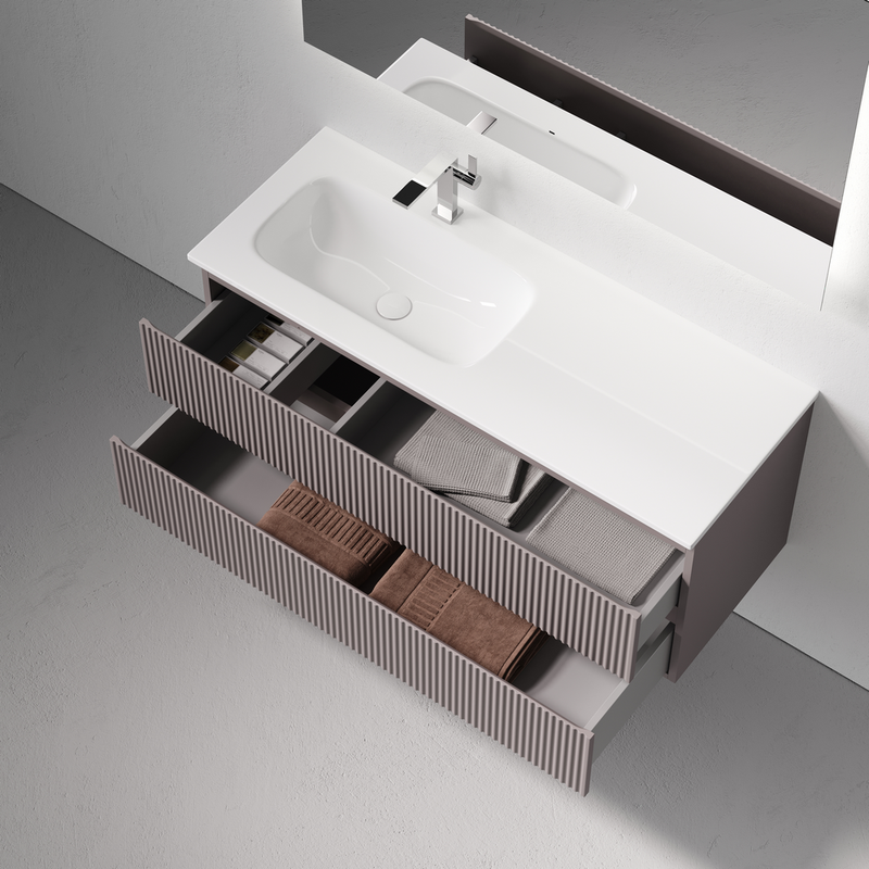 Тумба подвесная Sancos Сноб Р (Snob R) SNR120LSM 119.5х44.5х50 (пыльная роза), левая