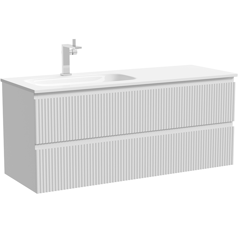 Тумба подвесная Sancos Сноб Р (Snob R) SNR120LW 119.5х44.5х50 (белый матовый), левая
