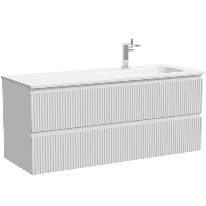 Тумба подвесная Sancos Сноб Р (Snob R) SNR120RW 119.5х44.5х50 (белый матовый), правая