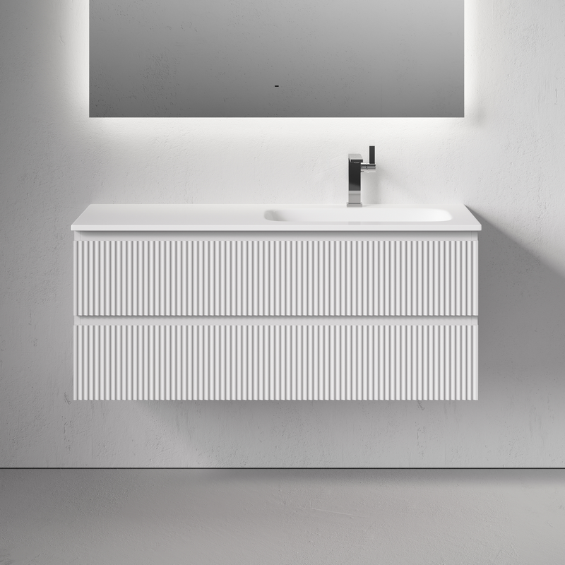 Тумба подвесная Sancos Сноб Р (Snob R) SNR120RW 119.5х44.5х50 (белый матовый), правая