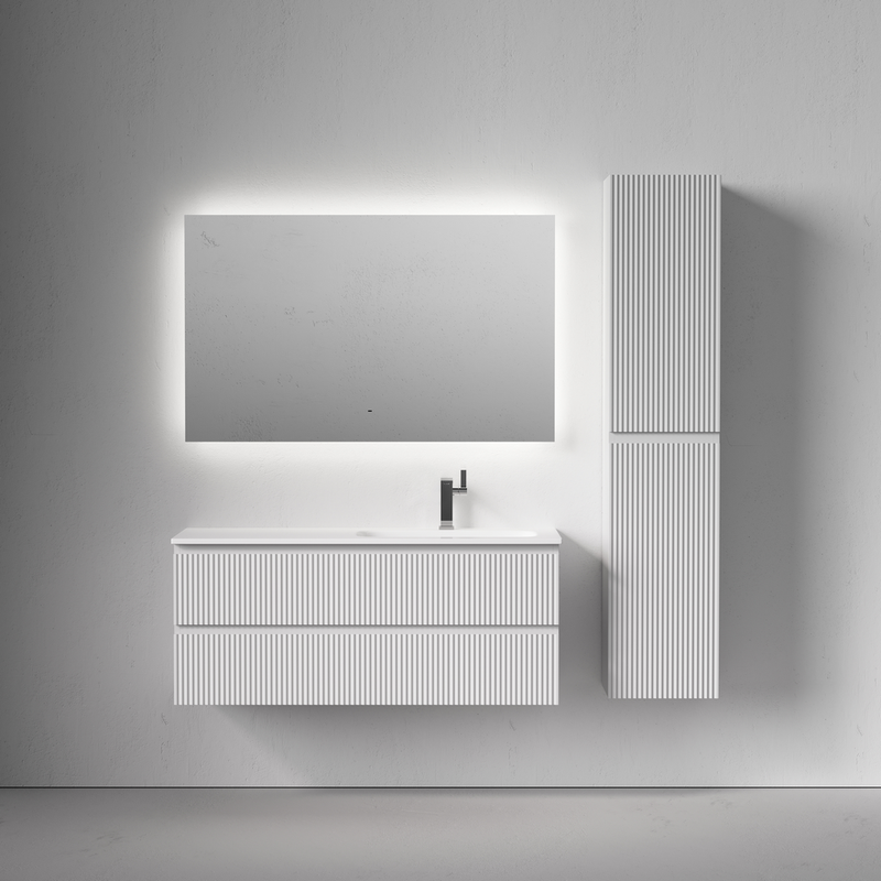Тумба подвесная Sancos Сноб Р (Snob R) SNR120RW 119.5х44.5х50 (белый матовый), правая