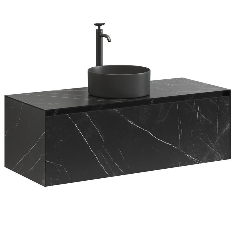 Тумба подвесная Sancos Stone ST120NM 120х40х49.5 (Nero Marquina) со столешницей из керамогранита