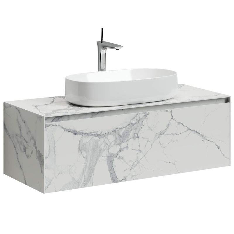 Тумба подвесная Sancos Stone ST120SV 120х40х49.5 (Statuario White) со столешницей из керамогранита