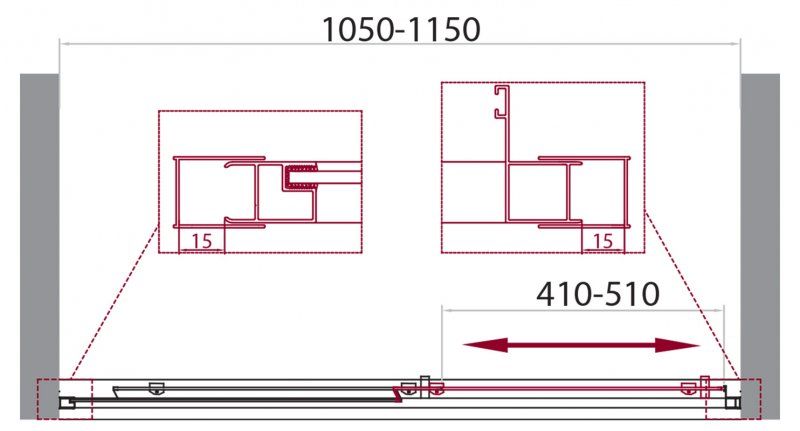 Душевая дверь в нишу BelBagno Unique UNIQUE-BF-1-100/115-P-Cr 115x190