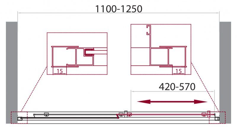 Душевая дверь в нишу BelBagno Unique UNIQUE-BF-1-110/125-M-Cr 125x190