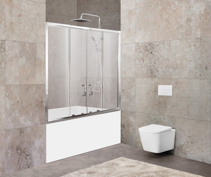 Шторка на ванну BelBagno Unique UNIQUE-VF-2-150/180-140-P-Cr 180x140