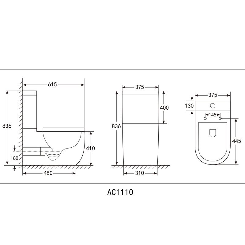 Унитаз компакт Abber Bequem AC1110 61,5x37,5x83,6 (белый), безободковый