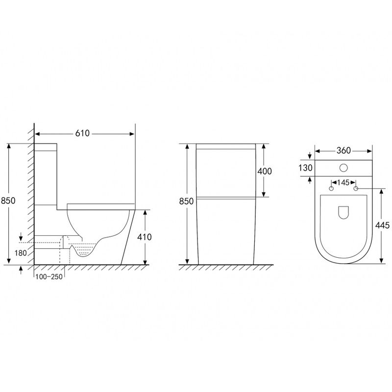 Унитаз компакт Abber Bequem AC1112 61x36x85 (белый), безободковый 